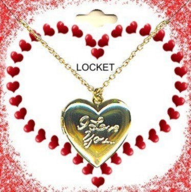Heart  ''I Love You'' Photo Locket Necklace